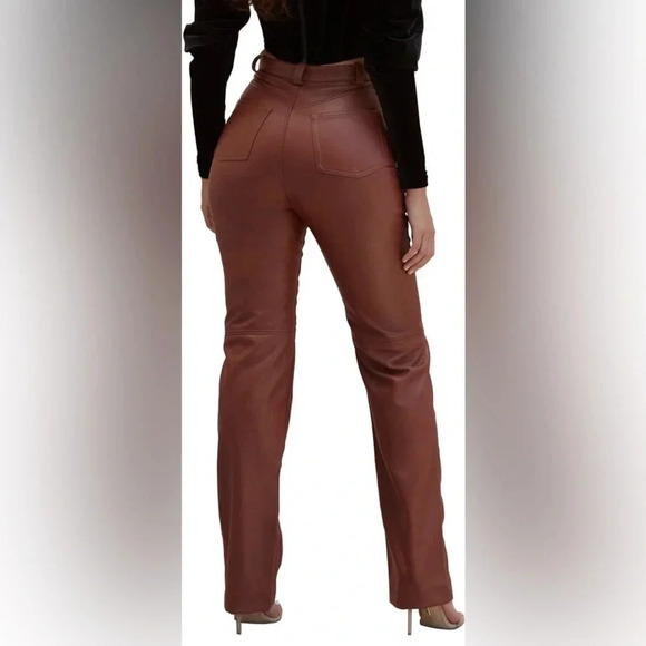NWOT House of CB Inaya Stretch Vegan Leather Trousers in Brown - size S - Picture 5 of 11